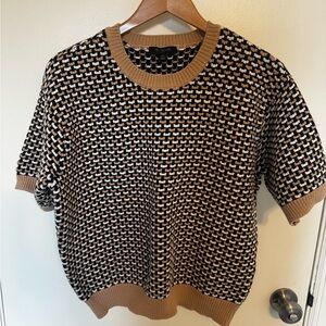 Ann Taylor Black and Tan Crewneck Sweater